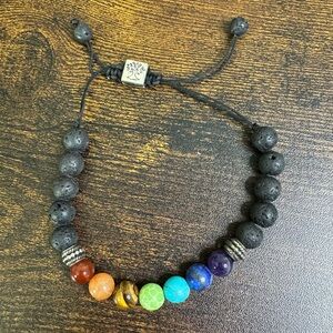 Chakra Aligning Gemstone Lava Rock Adjustable Bracelet Unisex Healing Bohemian